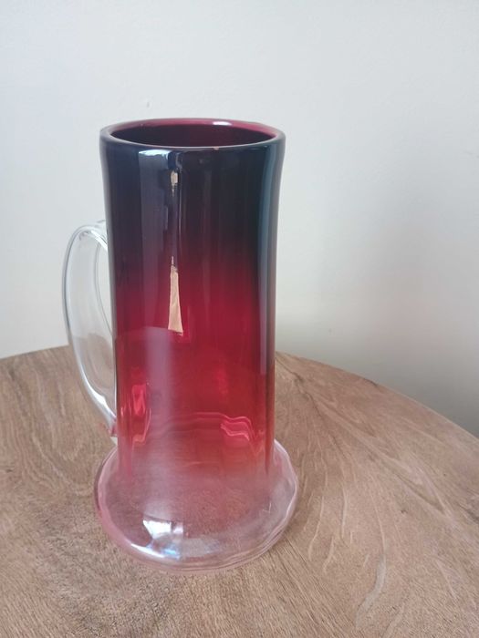 Wazon PRL Tarnowiec Jerzy Słuczan-Orkusz rubinowy 24 cm szkło artystyczne