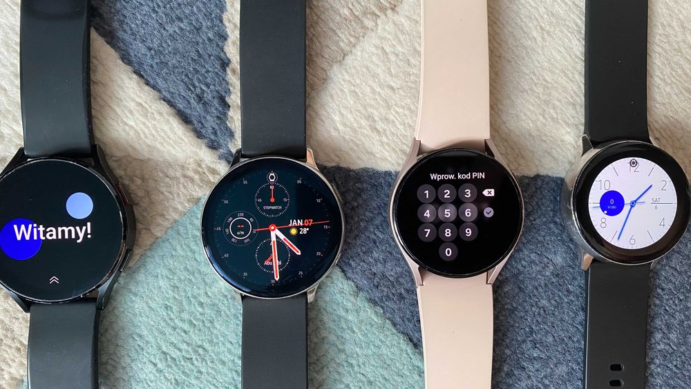 Zestaw 4× Samsung Galaxy Watch + EP‑P5400 + gratisy Amazfit/Polar – cały zestaw