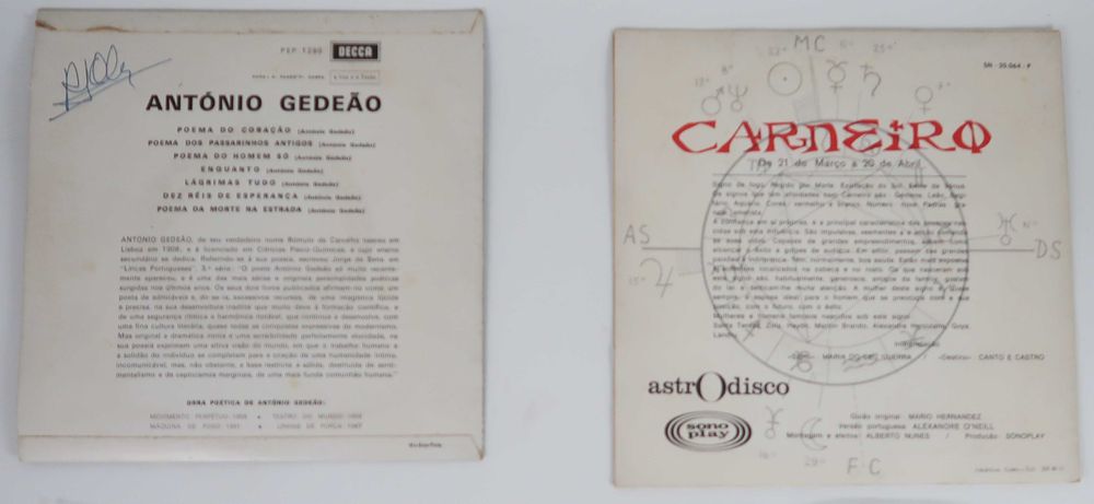 Disco Singles 7" raros, poemas falados, CADA