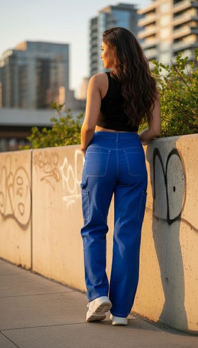Яркие Синие Брюки Карго * Твой идеальный образ уже ждёт! Размер: XS-S