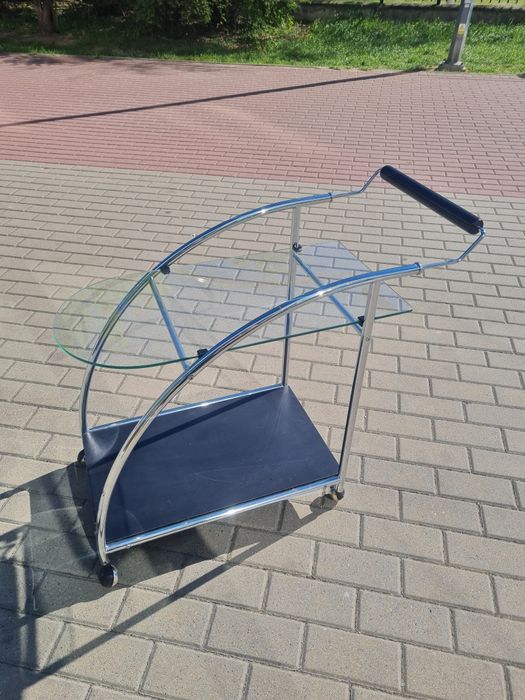 Stolik kawowy, barek w chromie Bauhaus Niemcy lata 70 vintage design