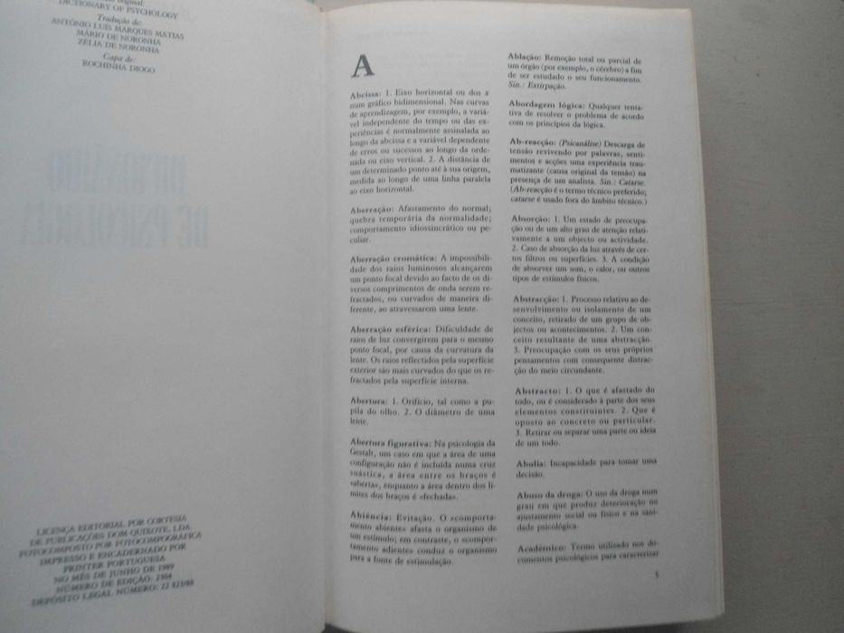 Dicionário de Psicologia por J P Chaplin