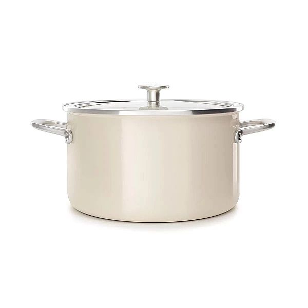 Garnek emaliowany z pokrywką 6L - kremowy / KitchenAid