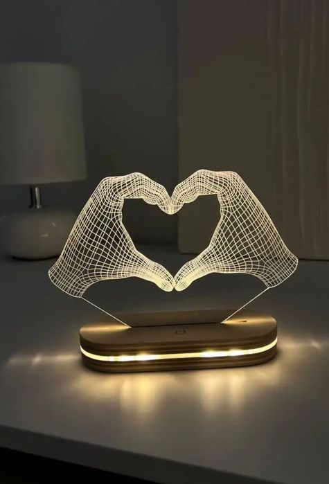 Ночник для влюбленных руки сердце , с USB разъемом , 18/13 см