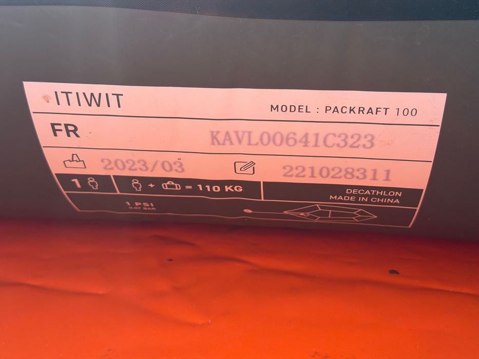 Packraft ponton kajak pneumatyczny TPU ITIWIT PR100 Decathlon + wiosło