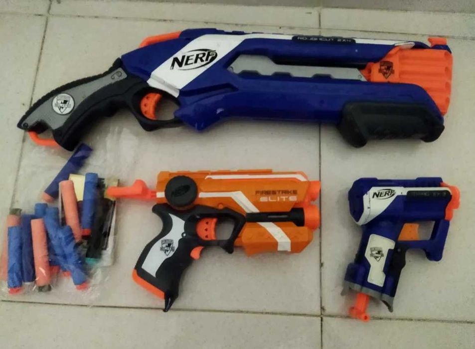 Pistolas NERF ( ROUGHCUT 2X4 ; FIRESTRIK; JOLT EX-1 ) + Dardos