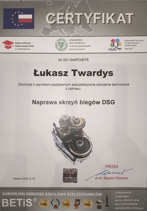 Serwis, naprawa, regeneracja automatycznych skrzyń biegów DSG