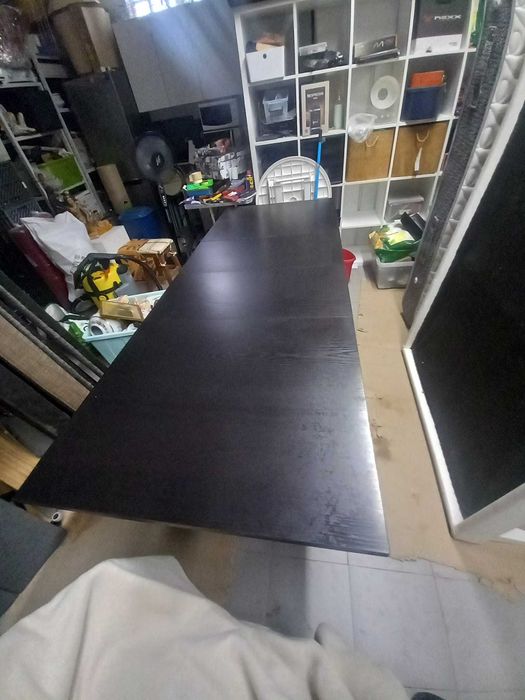 Mesa extensível IKEA BURS castanho-escuro/preto – 140/220 x 90 cm