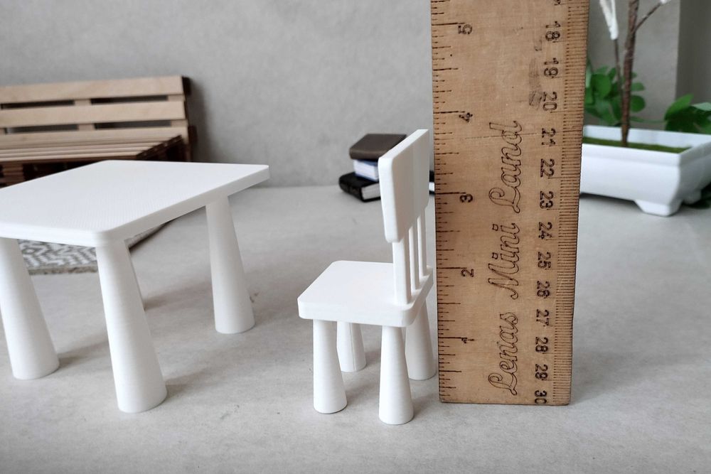 Mammut miniaturowy stół krzesło 1:8 skala części budowy zestaw mebli