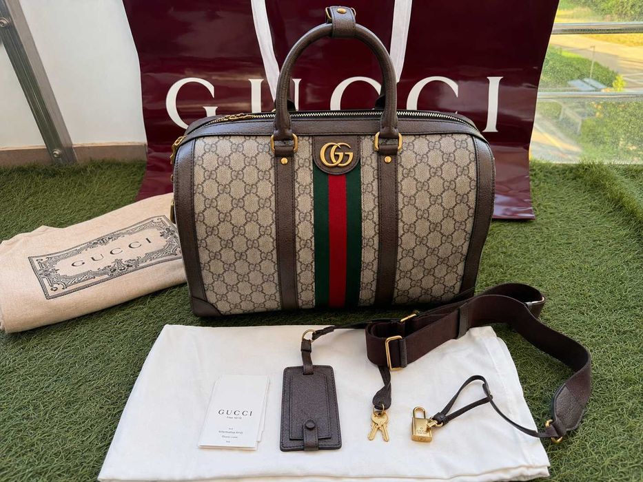 Gucci Ophidia Medium Boston Bag GG Supreme nowa komplet Oryginał