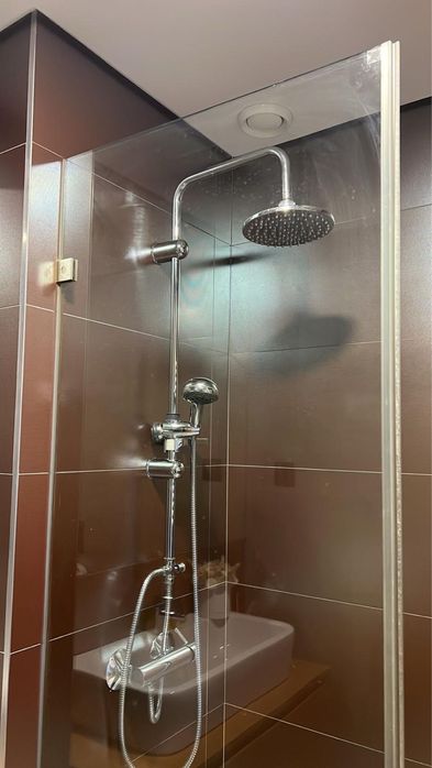 Painel de duche fixo vidro temperado com porta de abrir