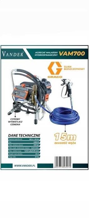 Agregat Malarski Hydrodynamiczny Vander VAM700 New Model Jakość