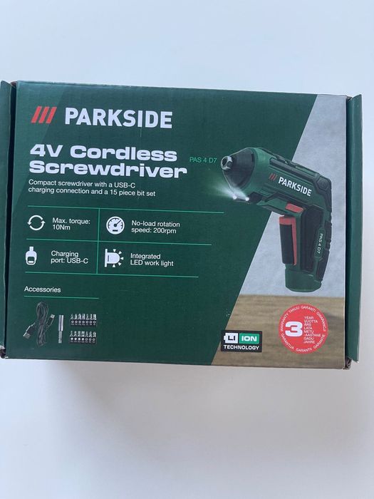 Аккумуляторная отвертка Parkside PAS 4 D7 (4 В)