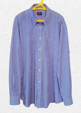 Сорочка чоловіча блакитна в білу смужку paul & shark довгий рукав xxl