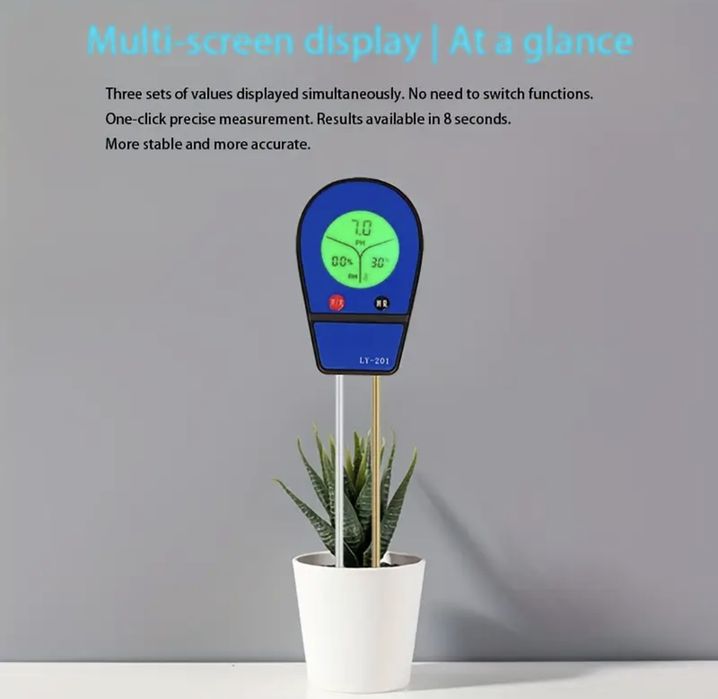 Цифровий Тестер Грунту з pH, Температури та Вологи