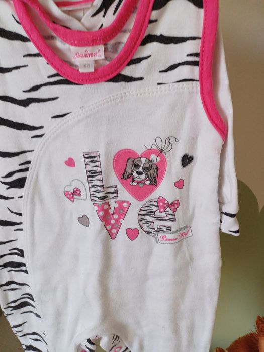 Zestaw Kaftan rozpinany i śpiochy gamex r.68 z pieskiem