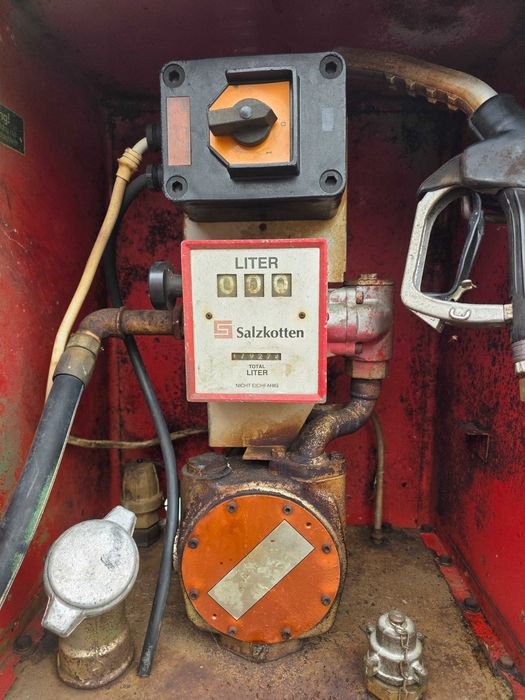 Diesel dystrybutor paliwa Mauzer 1000L Salzkotten Pompa licznik baniak Beczka 1000 litrów mauzer przenośny zbiornik na paliwo