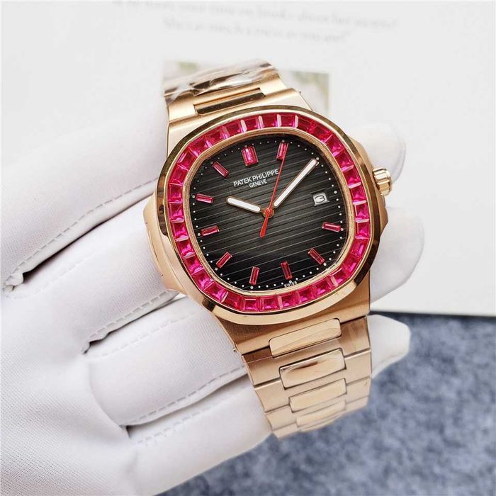 Годинник автоматичний Patek Philippe Nautilus diamonds rose gold pink