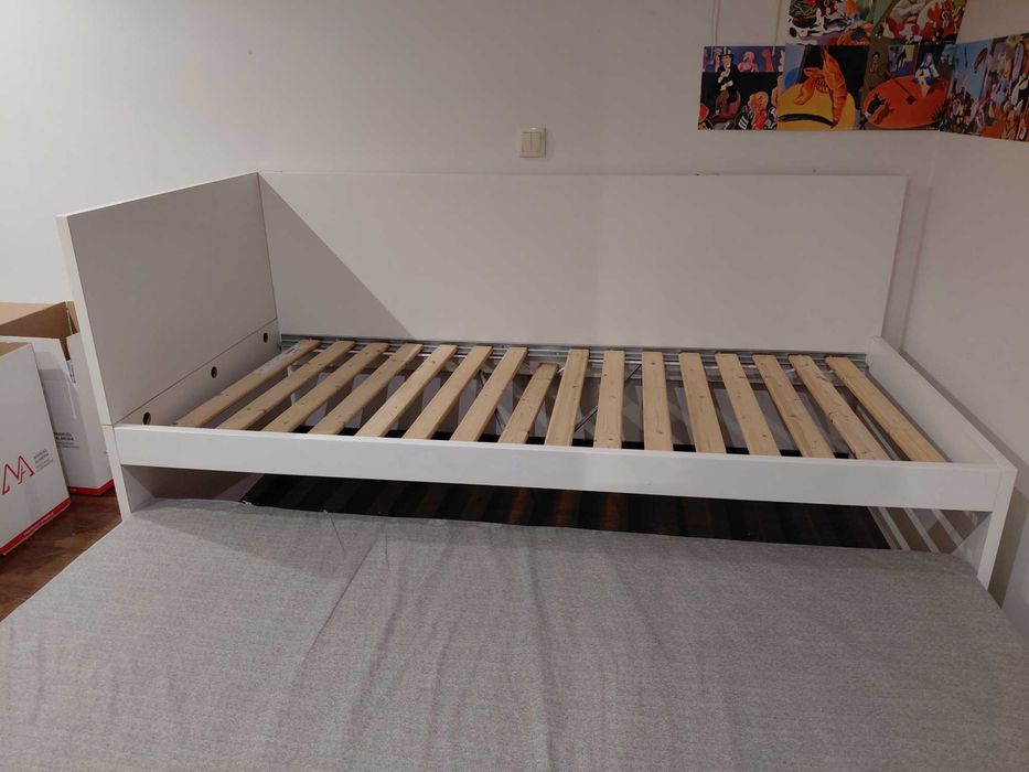 Cama gaveta branca solteiro 200x90