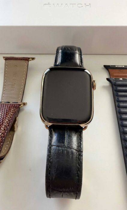 Apple Watch Series 8 45mm Stal Gold Cellular | Szafir | Pudełko | 4 paski