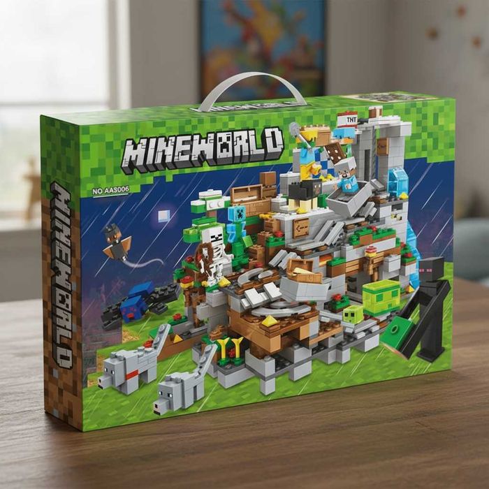 Огромный Лего Майнкрафт Горная пещера, 1089 деталей. MINECRAFT