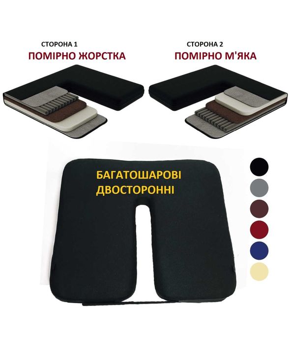 Ортопедическая подушка для кресел Две рабочих стороны - мягкая/жесткая