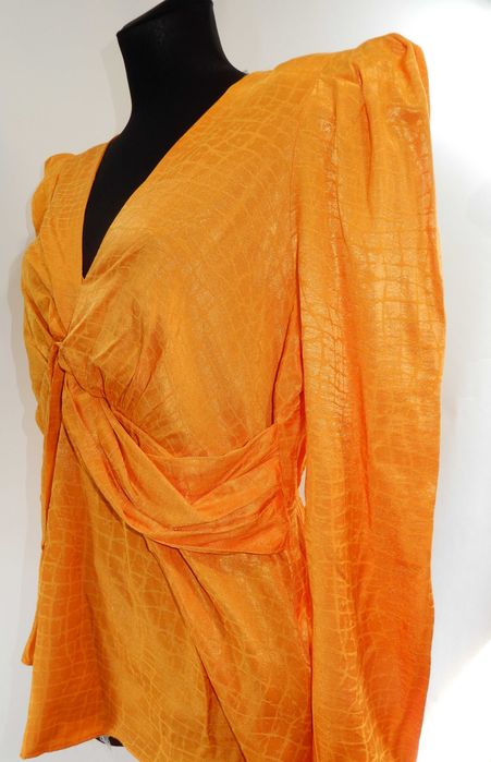 Bluzka z długim rękawem Vintage bufiasty pomarańczowa River 44 XXL