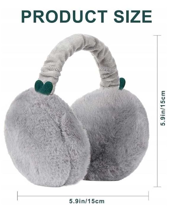 Nauszniki Zimowe Pluszowe Damskie Na Uszy Futrzane Miękkie Szary