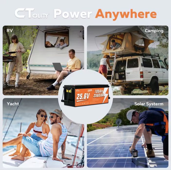 Ctolity 24v 100Ah Bluetooth LiFePO4 акумулятори
