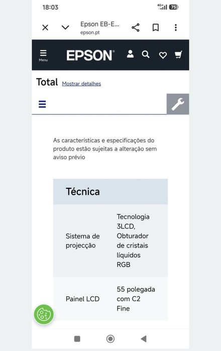 Projetor Epson EB-E01, pouco usado, em excelente estado