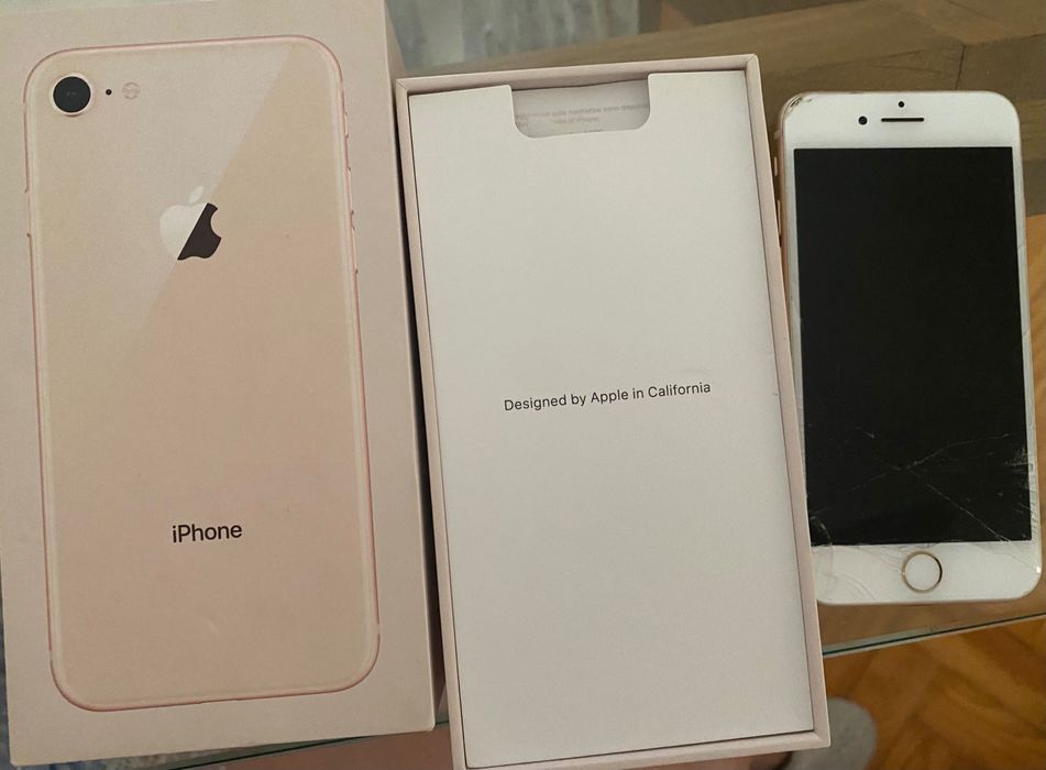 iPhone 8 rosa com caixa e capa ptotectora