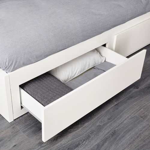 FLEKKE IKEA Cama indiv/dupla c/2 gav/2 colchões, branco/Åfjäll firmeza média, 80x200 cm