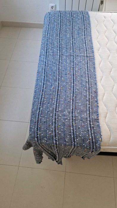 Manta azul estampada 195 cm comprimento x 60 cm de largura