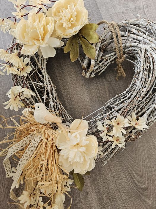 Wianek wiklinowy na drzwi. Ozdoba nad kominek, dekoracja boho