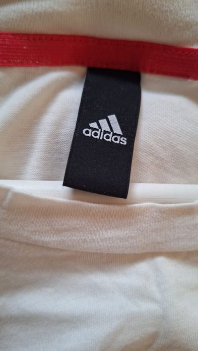 Tshirt Adidas M biało czerwony z logo