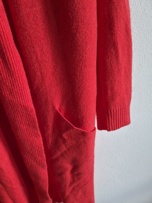 Kardigan sweter czerwony malinowy koralowy