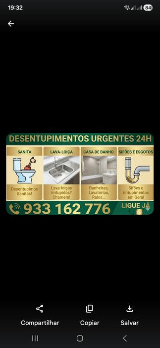 Desentupimento  urgente 24 horas