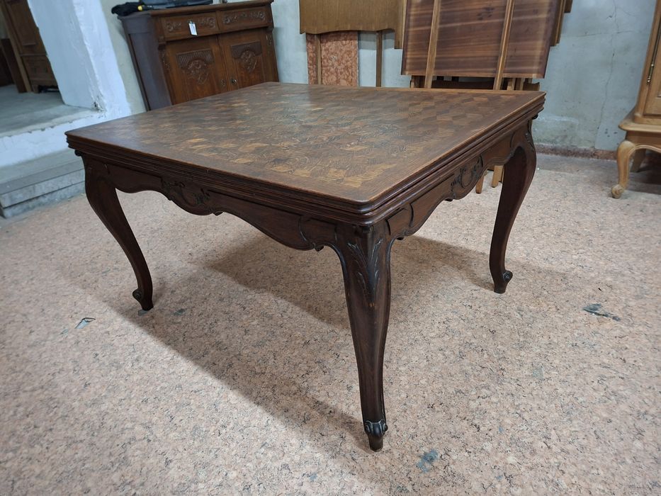 Ładny stary stół ludwikowski ciemny rozkładany /