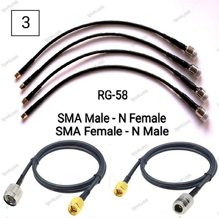 Пигтейл-Переходник IPX,MMCX,N,BNC,UHF,F, TS9, CRC9, SMA,QMA.(от10см)