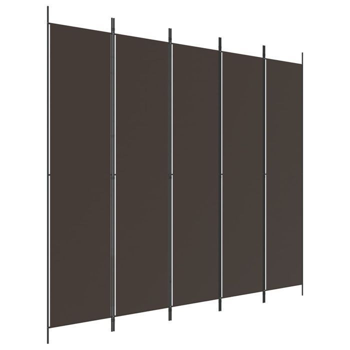 vidaXL Parawan 5-panelowy, brązowy, 250x220 cm, tkanina