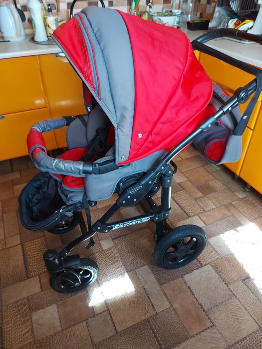 Дитяча коляска 2 в 1 Angelina Discovery червоно- сіра