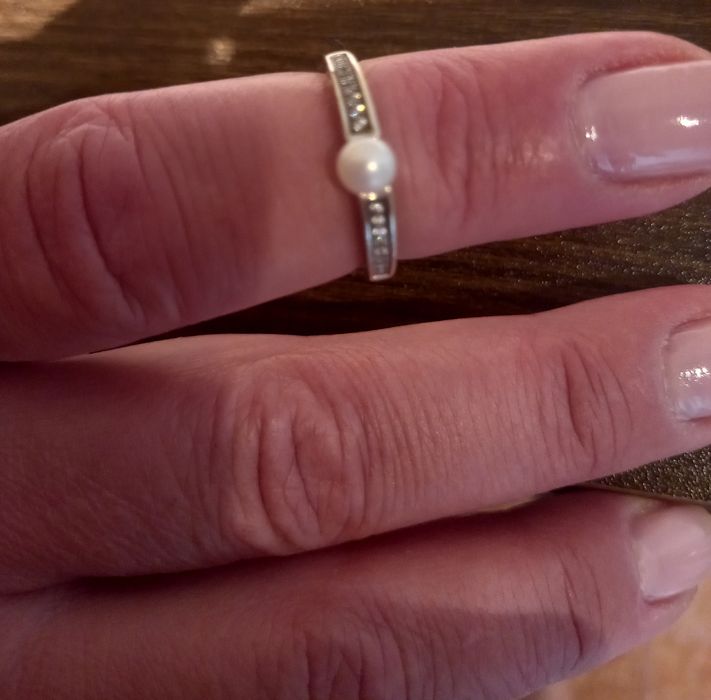 Anel de prata com pérola