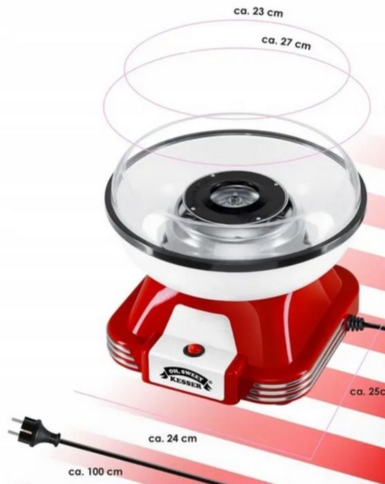 Urządzenie maszyna do waty cukrowej czerwony 500 W retro KESSER