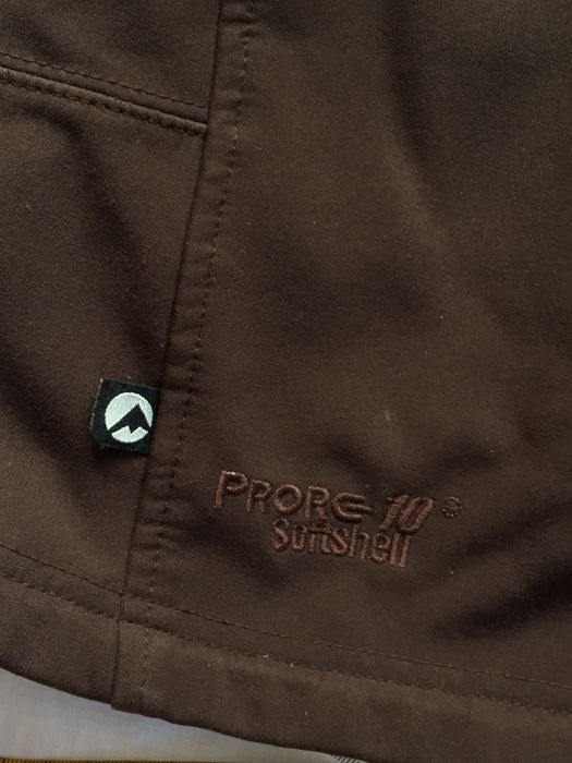 Stormberg xs, kurtka softshell z kapturem, kieszeniami, brązowy