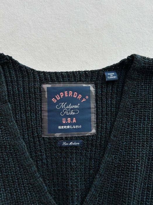 SuperDry _ Granatowy luźny sweter w serek M