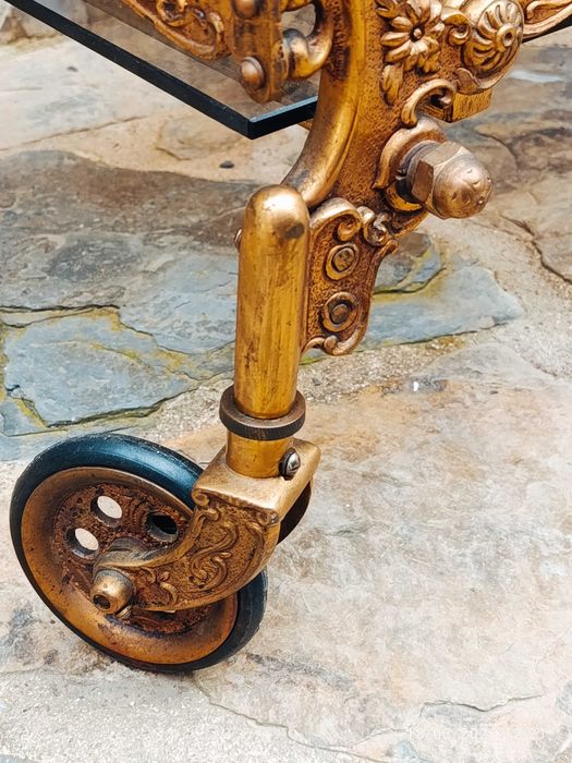Carrinho Chá Teawagon Bronze Anos 30 Lisboa Portugal 61 cm