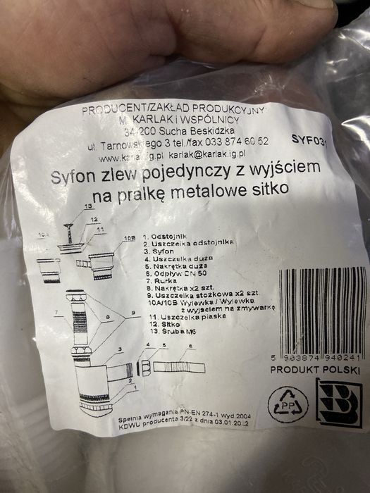 Syfon zlew podwojny