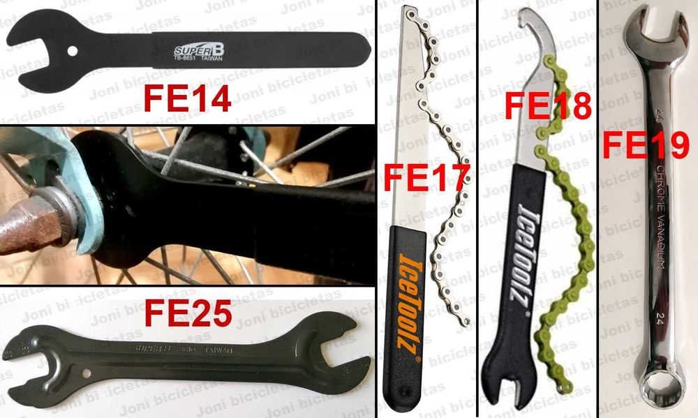 Ferramentas de manutenção, reparação e restauro de bicicleta