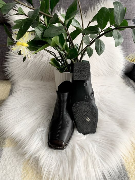 Rieker 38 czarne botki skóra naturalna