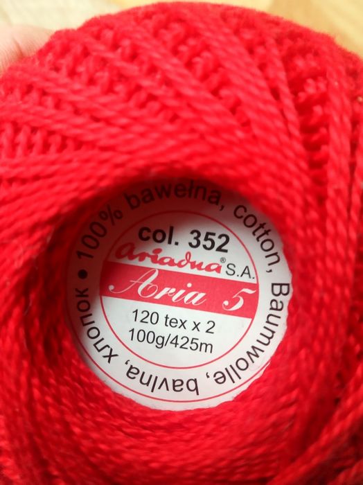 Kordonek ARIA - czerwony, 100 gram